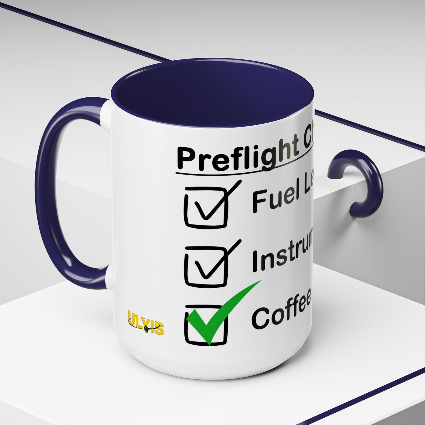 Preflight Checklist Accent Mug 15oz Navy