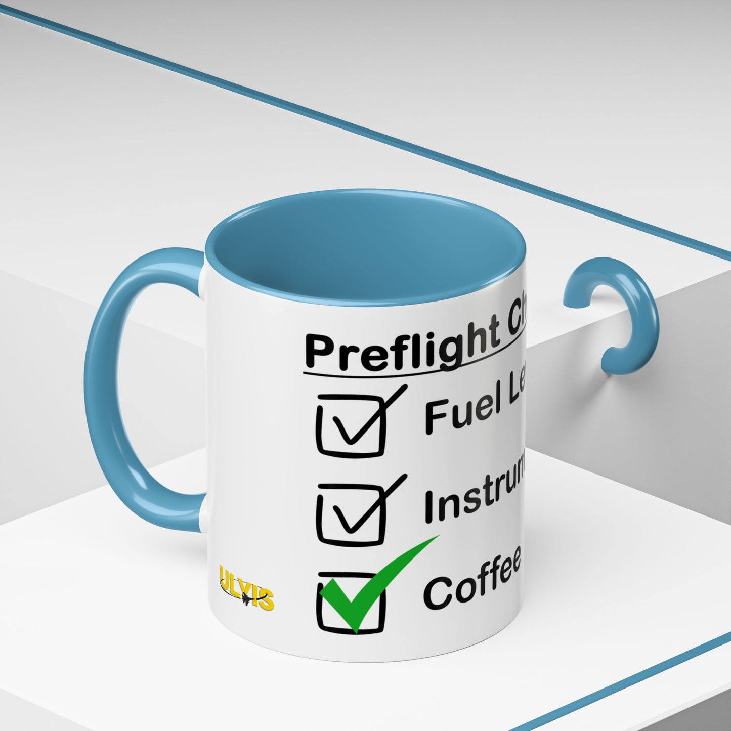 Preflight Checklist Accent Mug 11oz Light Blue