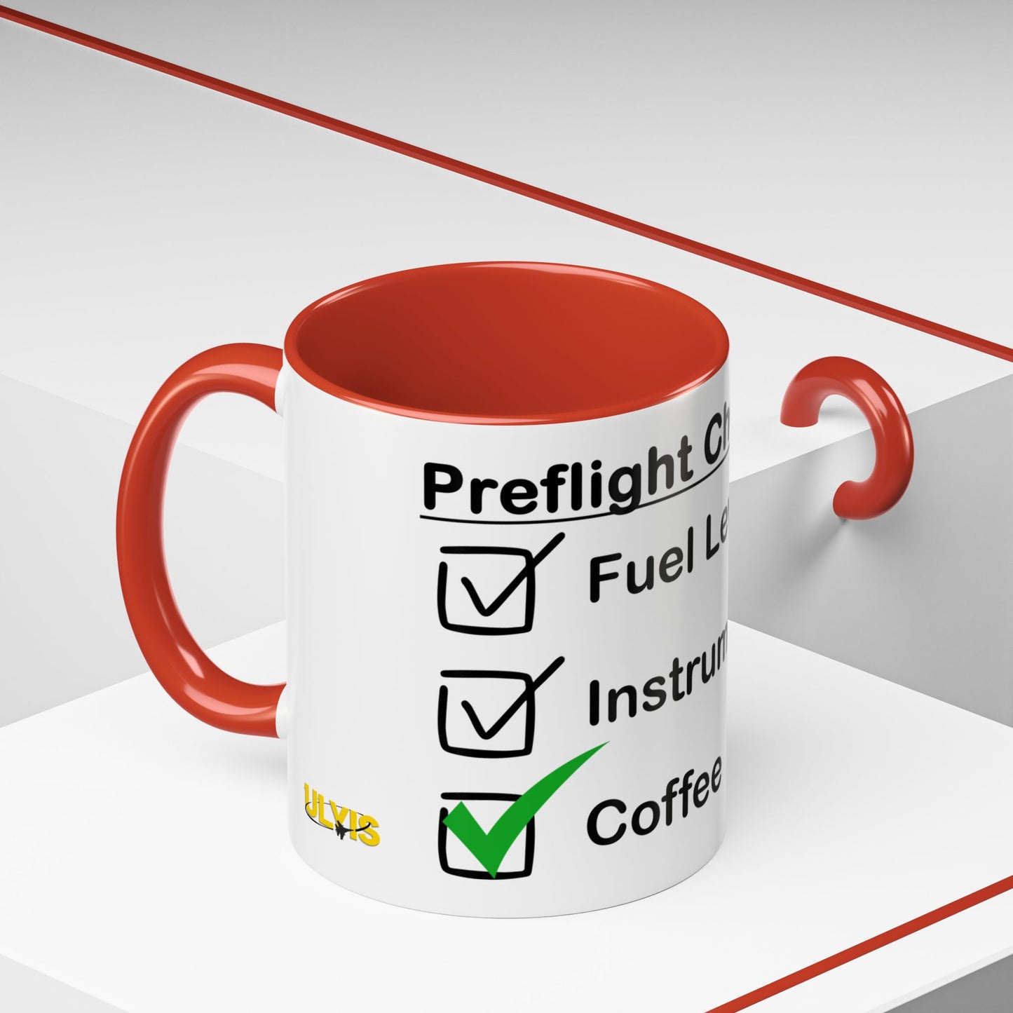 Preflight Checklist Accent Mug 11oz (Red)