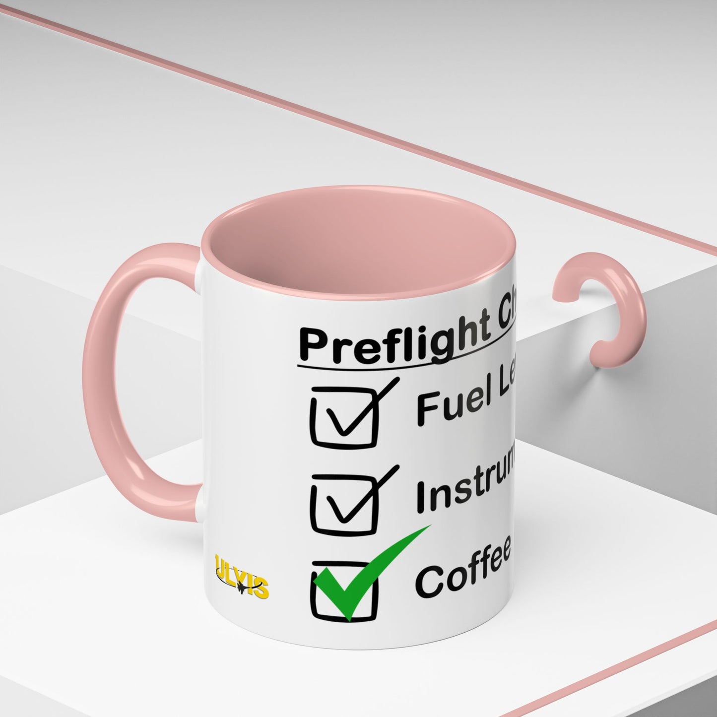 Preflight Checklist Accent Mug 11oz (Pink)