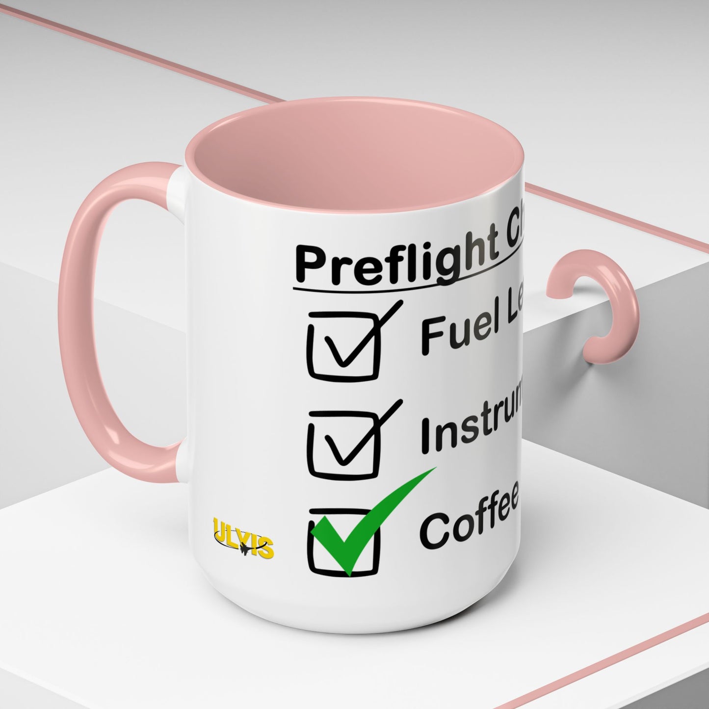 Preflight Checklist Accent Mug 15oz pink