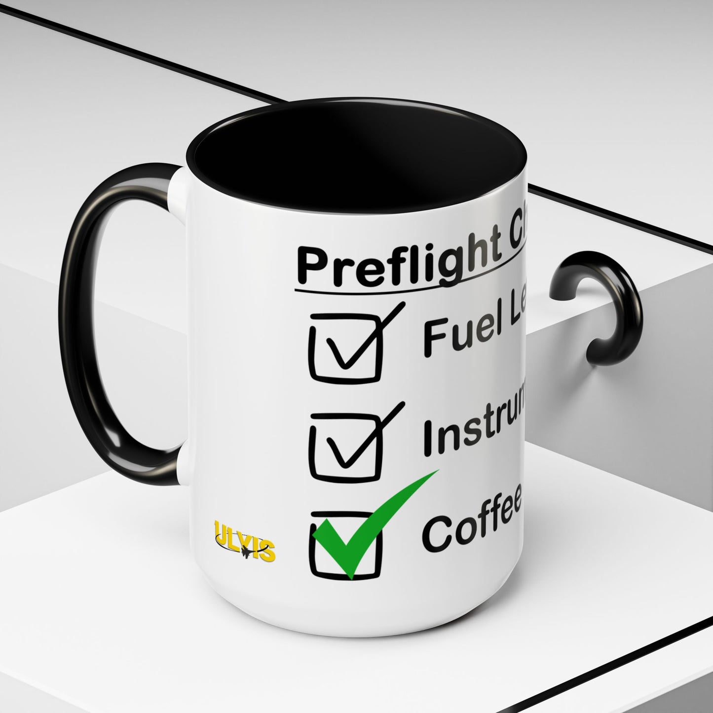 Preflight Checklist Accent Mug 15oz (Black)