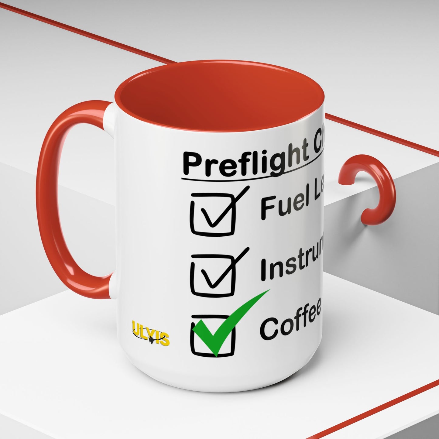Preflight Checklist Accent Mug 15oz Red