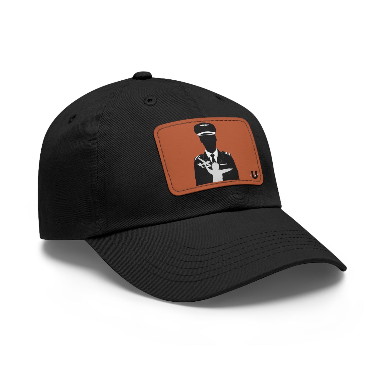 Aviation Aspirations dad hat black with brown leather patch