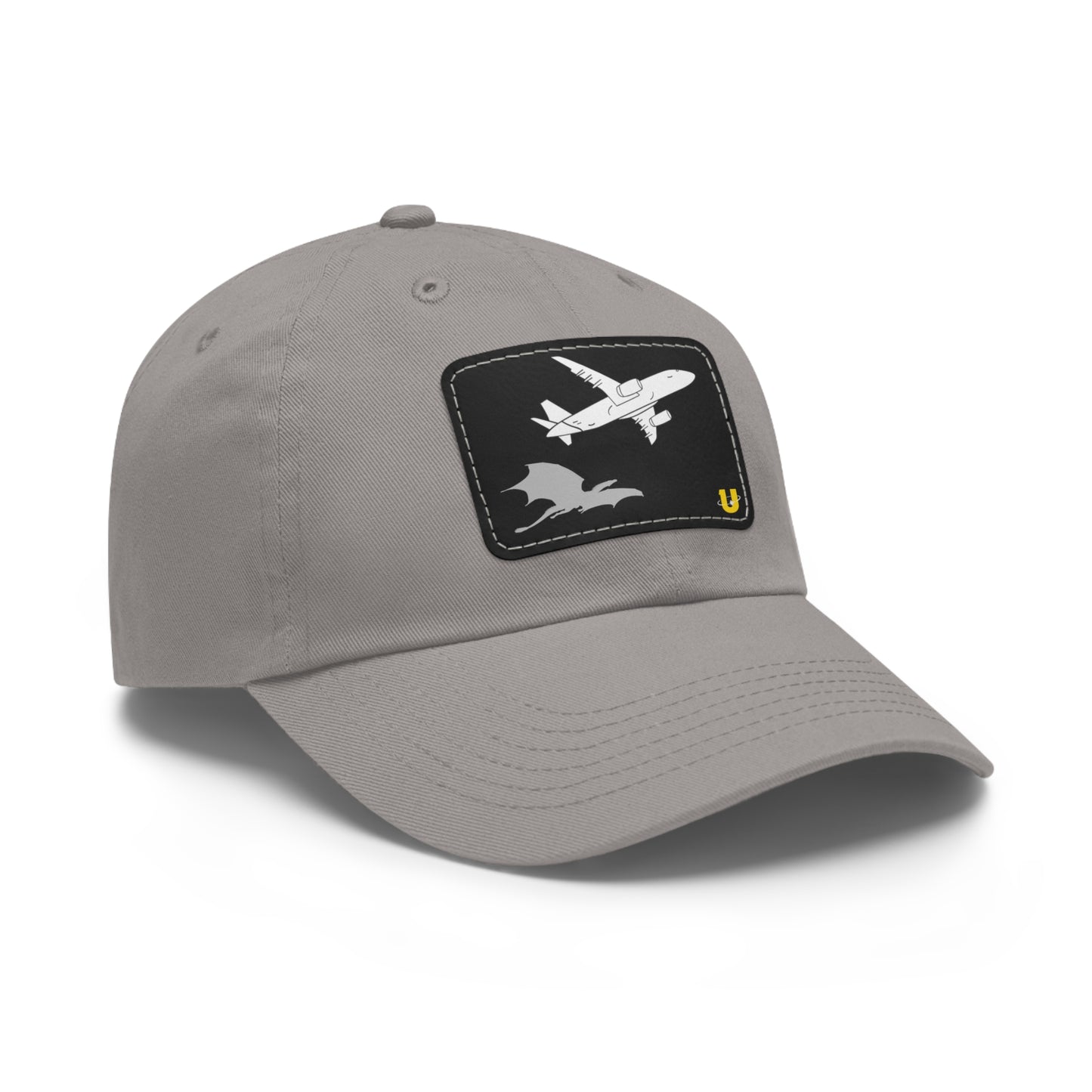 Dragon's Ascent dad hat grey with black leather patch