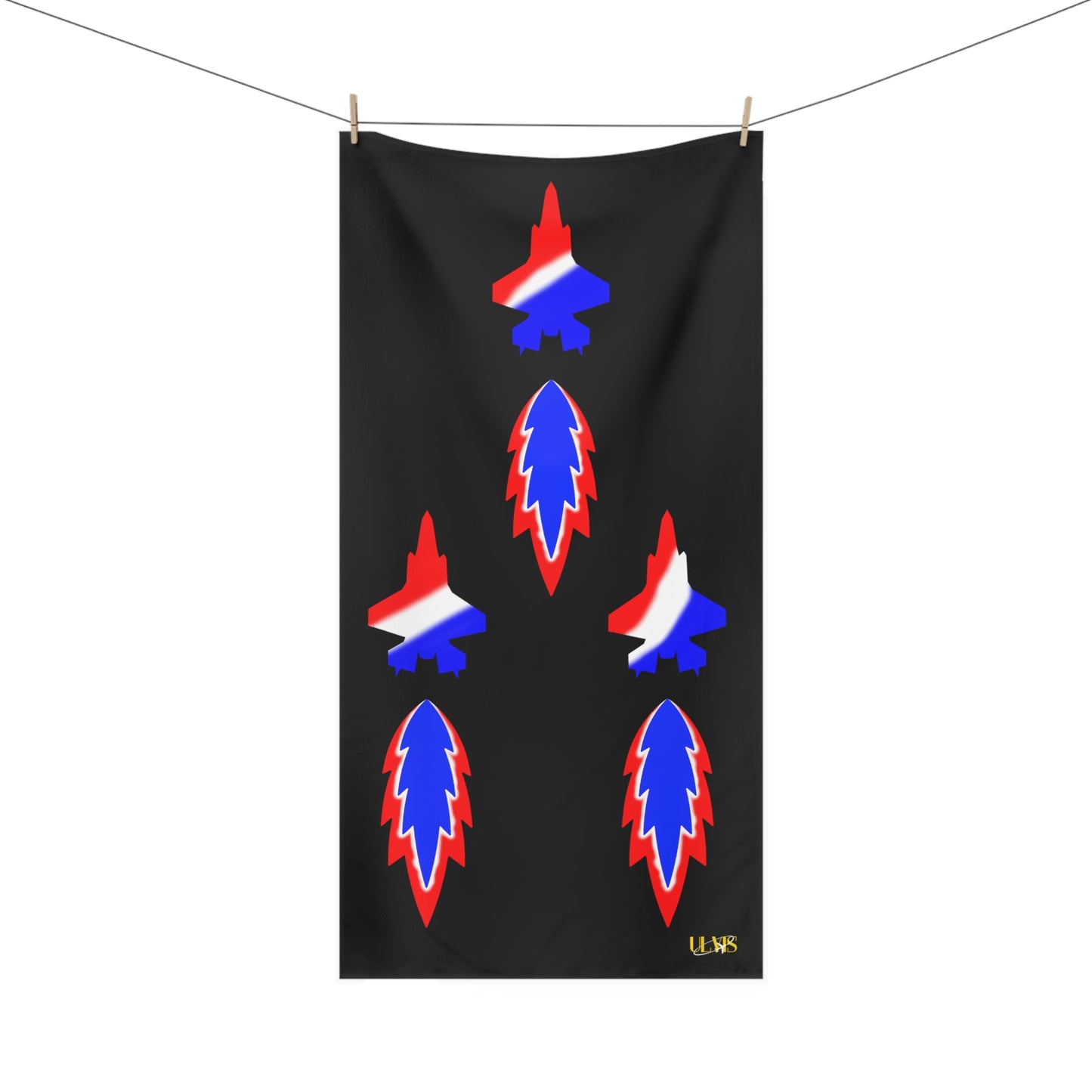 American Flag colored Vic Formation black Beach towel clothing line