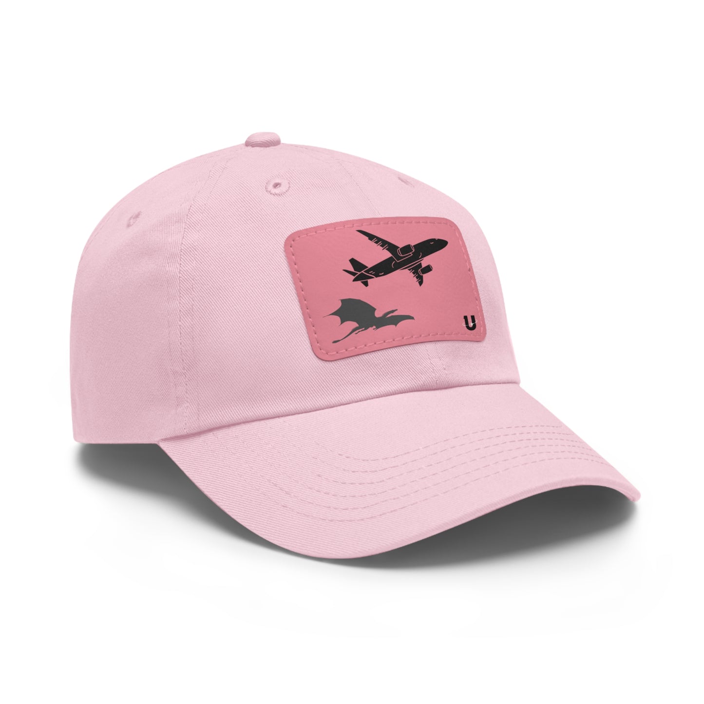 Dragon's Ascent dad hat pink with pink leather patch