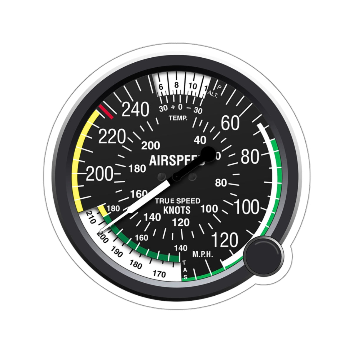 Airspeed indicator sticker