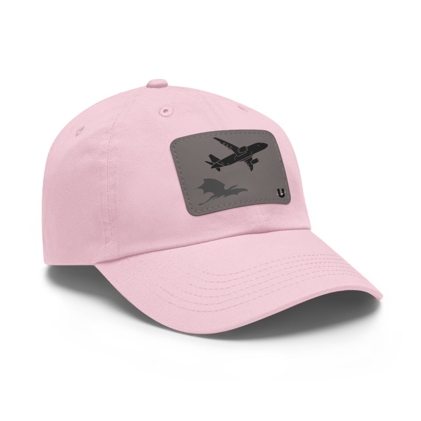 Dragon's Ascent dad hat pink with grey leather patch