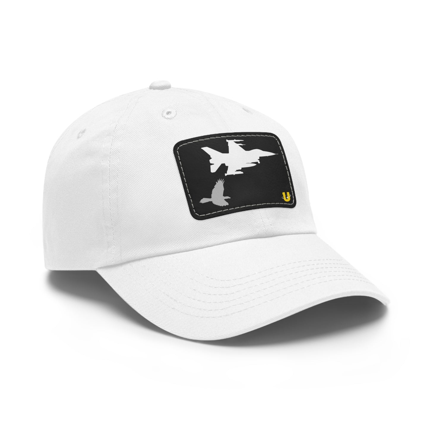 Predator's Echo dad hat white with black leather patch