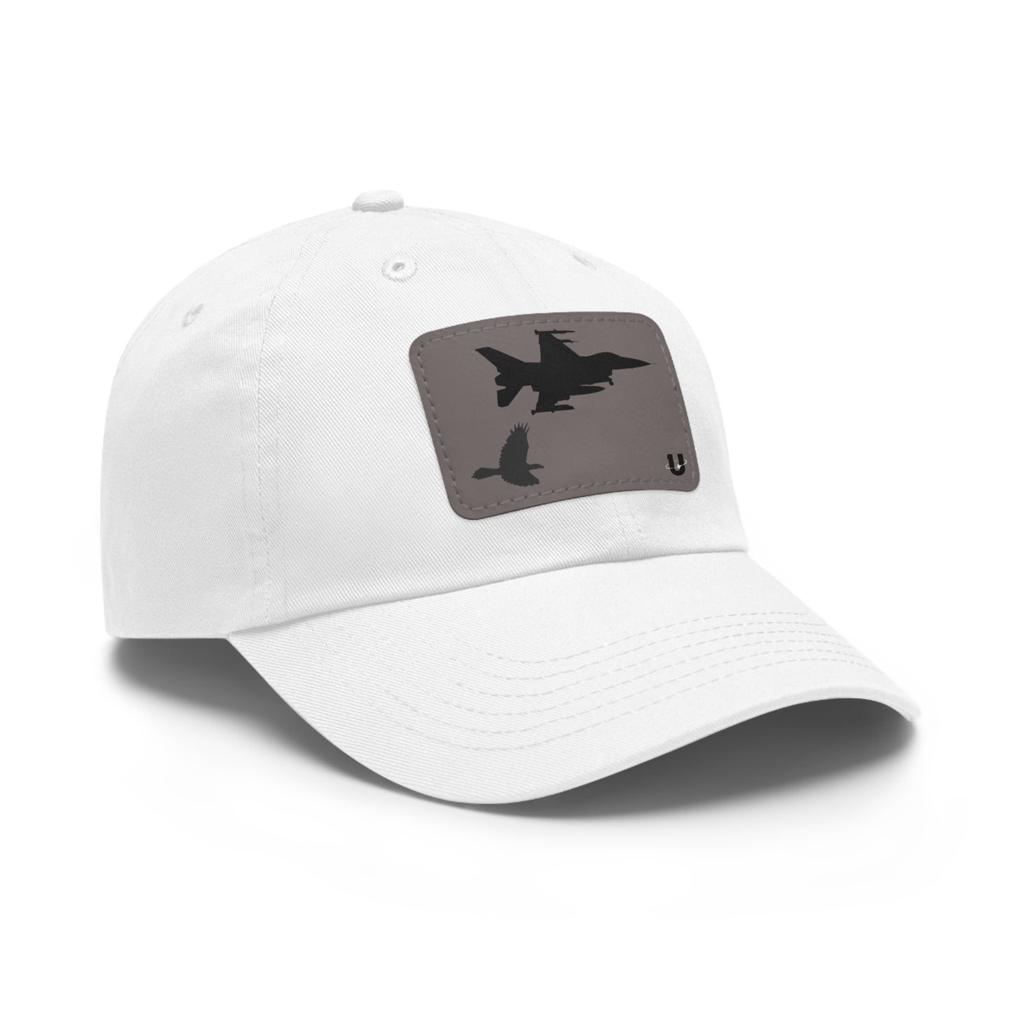 Predator's Echo dad hat white with grey leather patch