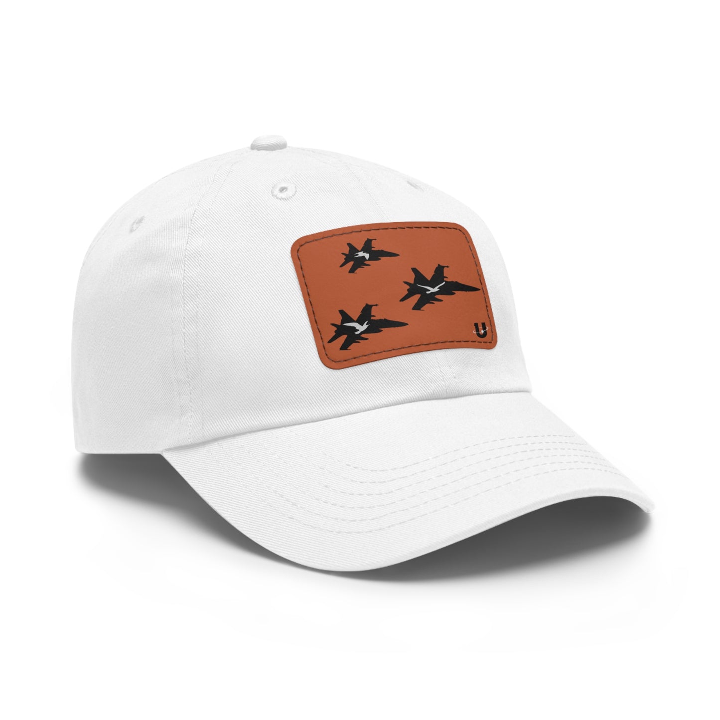 Birds of Prey dad hat white with brown leather patch