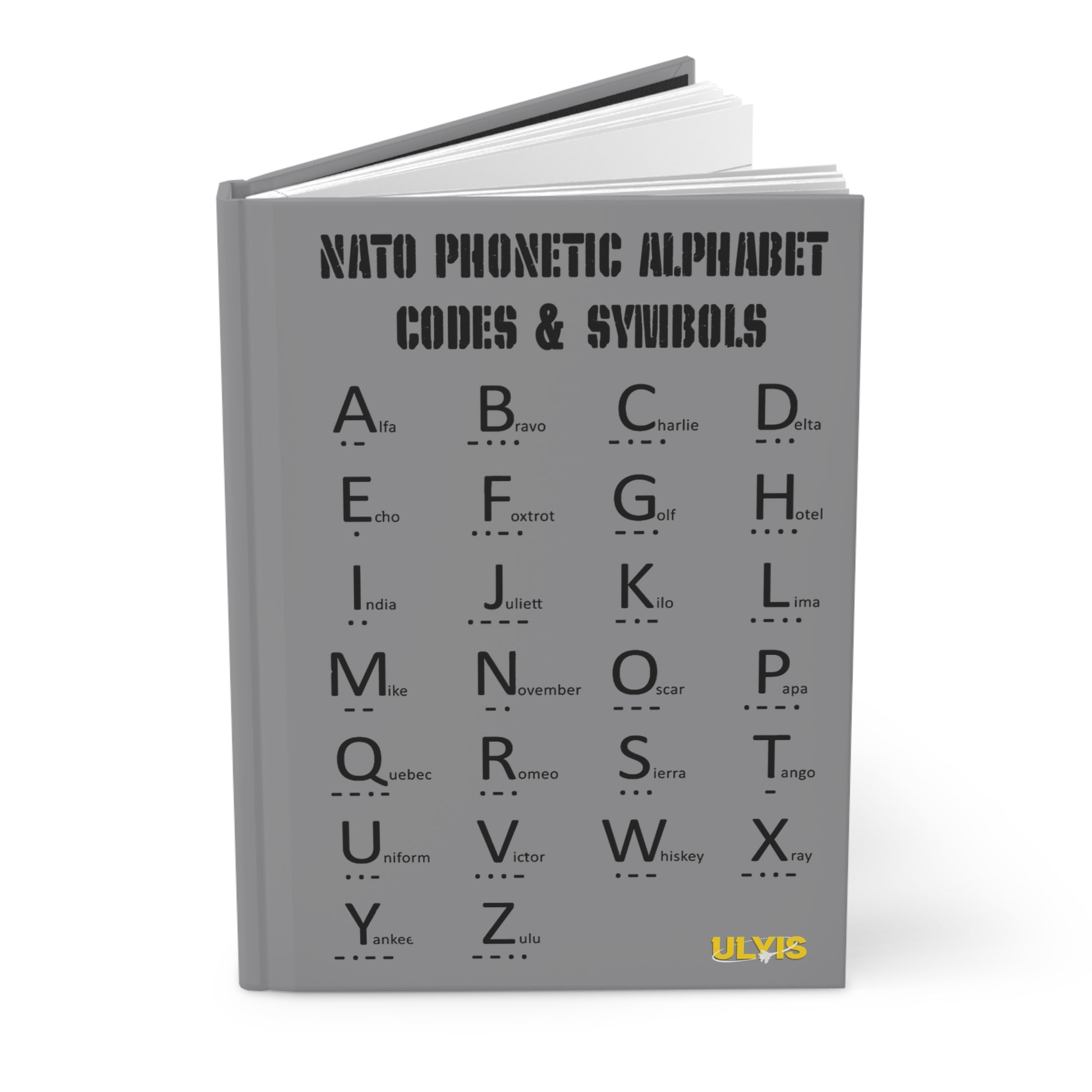 NATO Phonetic Alphabet hardcover matte journal (Opened)