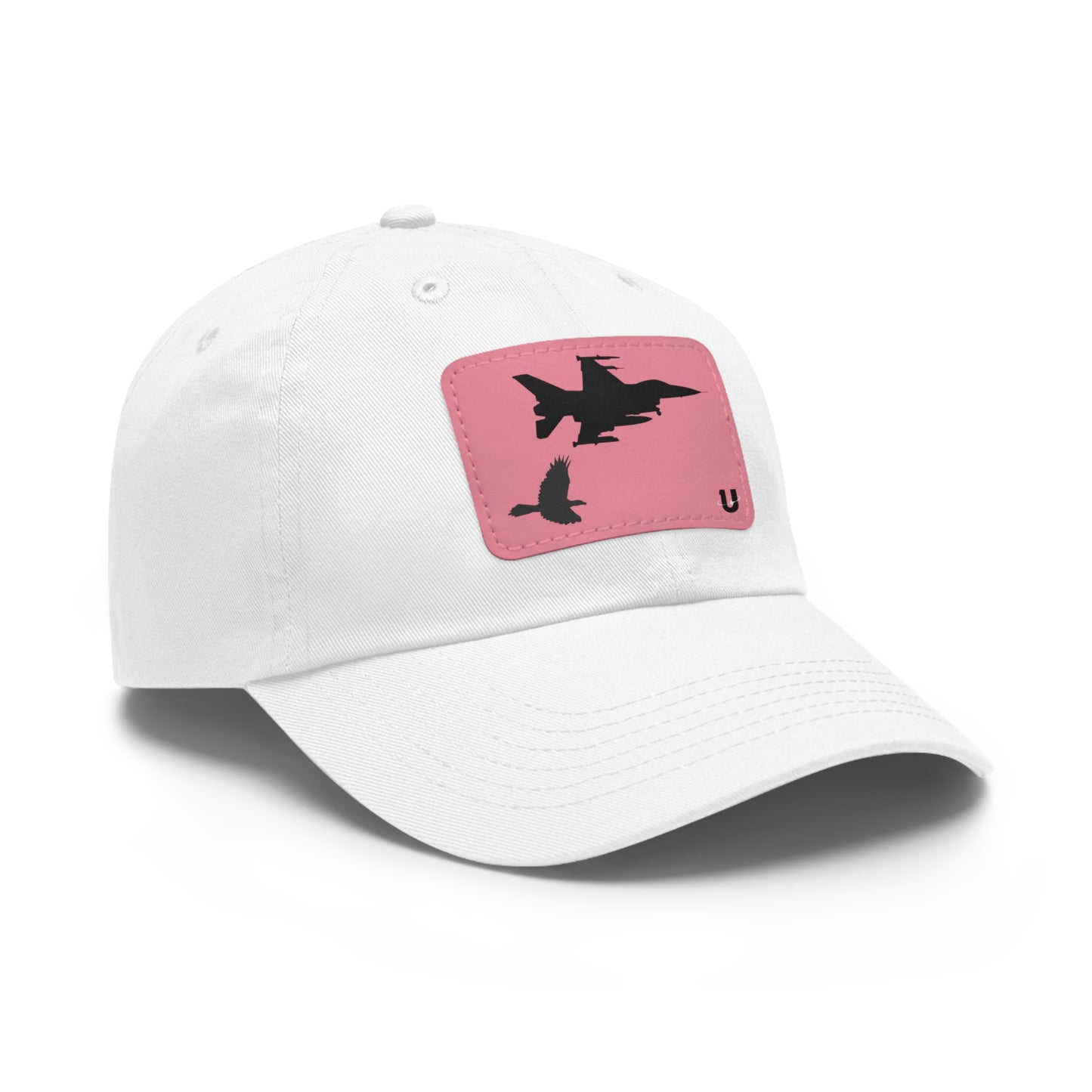 Predator's Echo dad hat white with pink leather patch