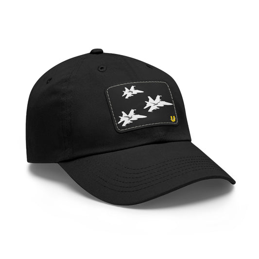 Birds of Prey dad hat black with black leather patch