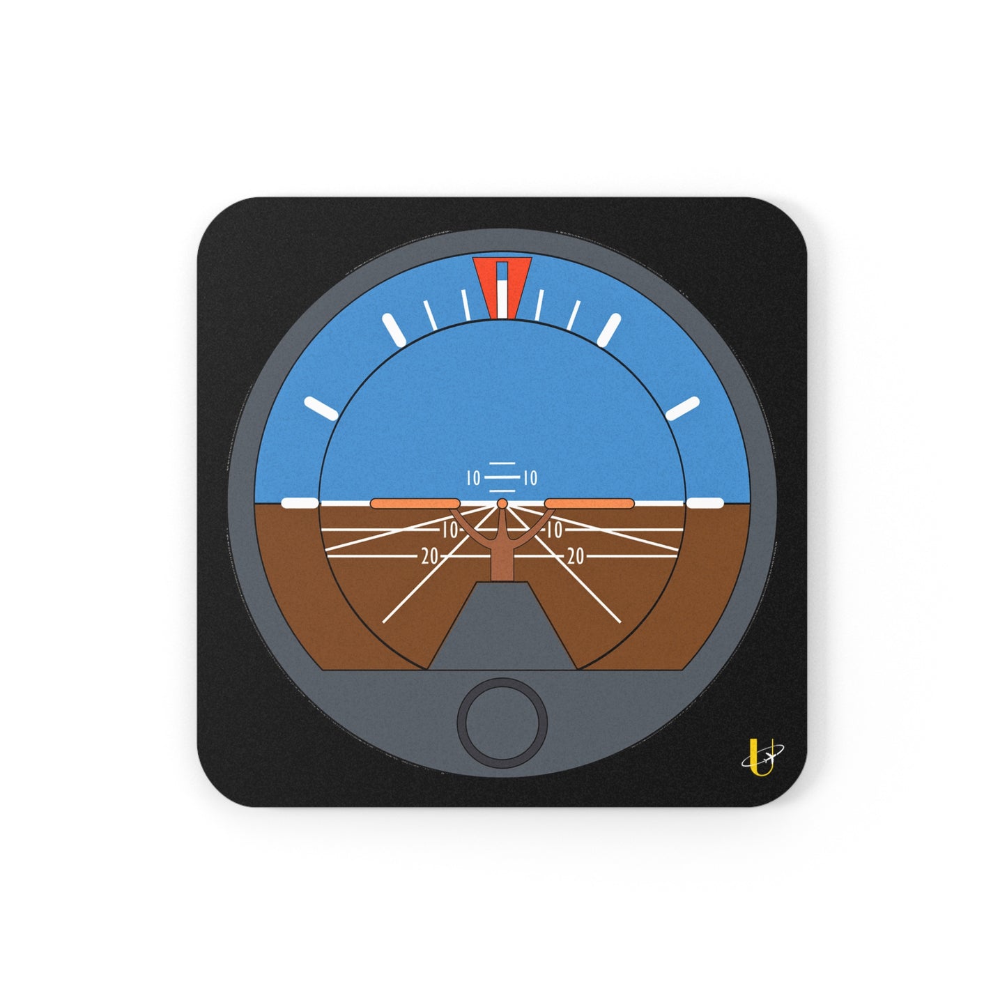  Attitude Indicator Aviation cork back square coaster (front)