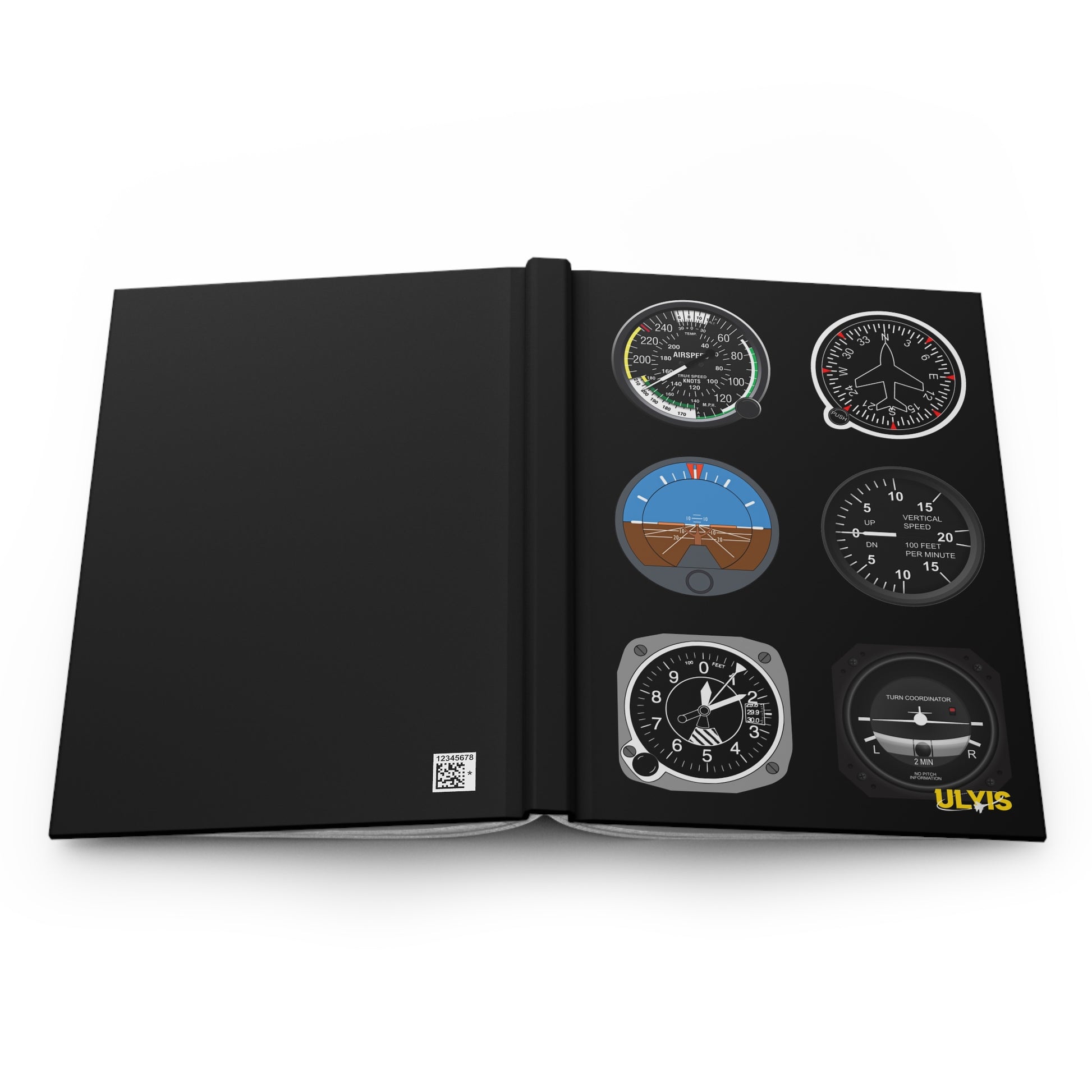 6-pack Flight Instrument Hard Cover Journal (flat)