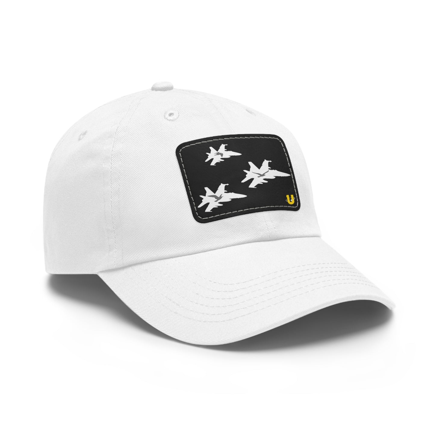 Birds of Prey dad hat white with black leather patch