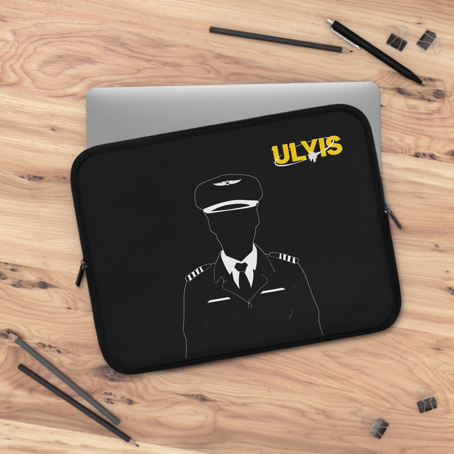 15" Aviation Aspirations black Laptop Sleeve with laptop inside