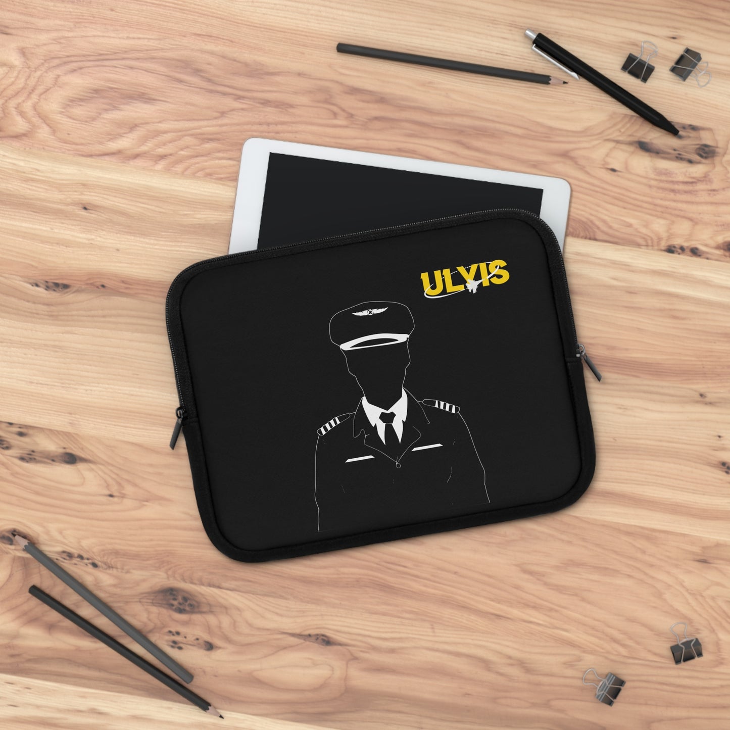 10" Aviation Aspirations black Laptop Sleeve with laptop inside