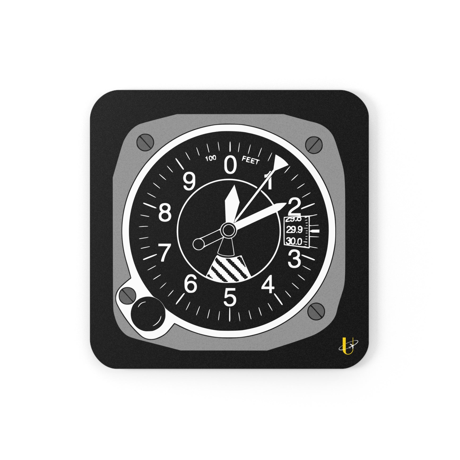 Altimeter Aviation cork back square coaster (front)