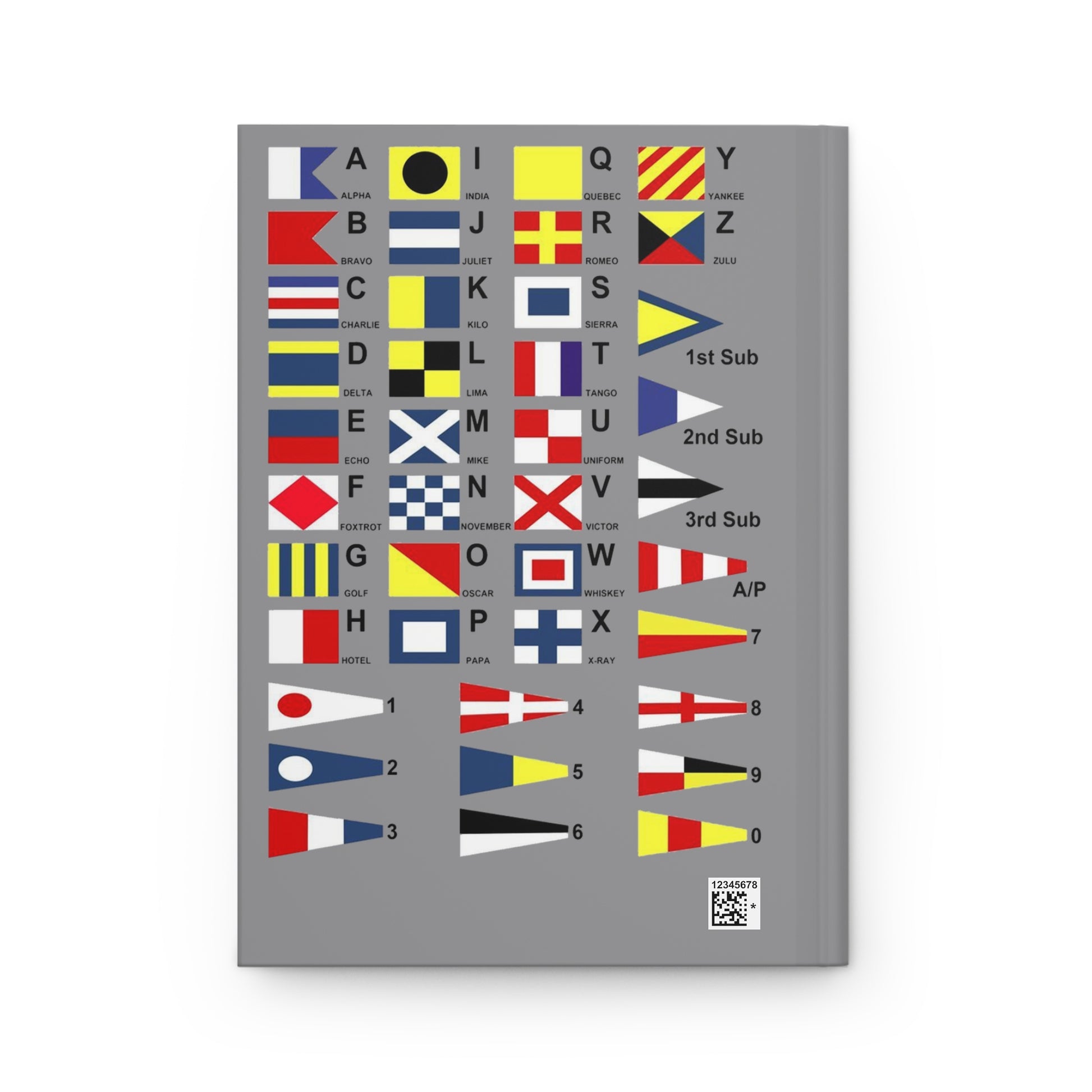 NATO Phonetic Alphabet hardcover matte journal (Back)