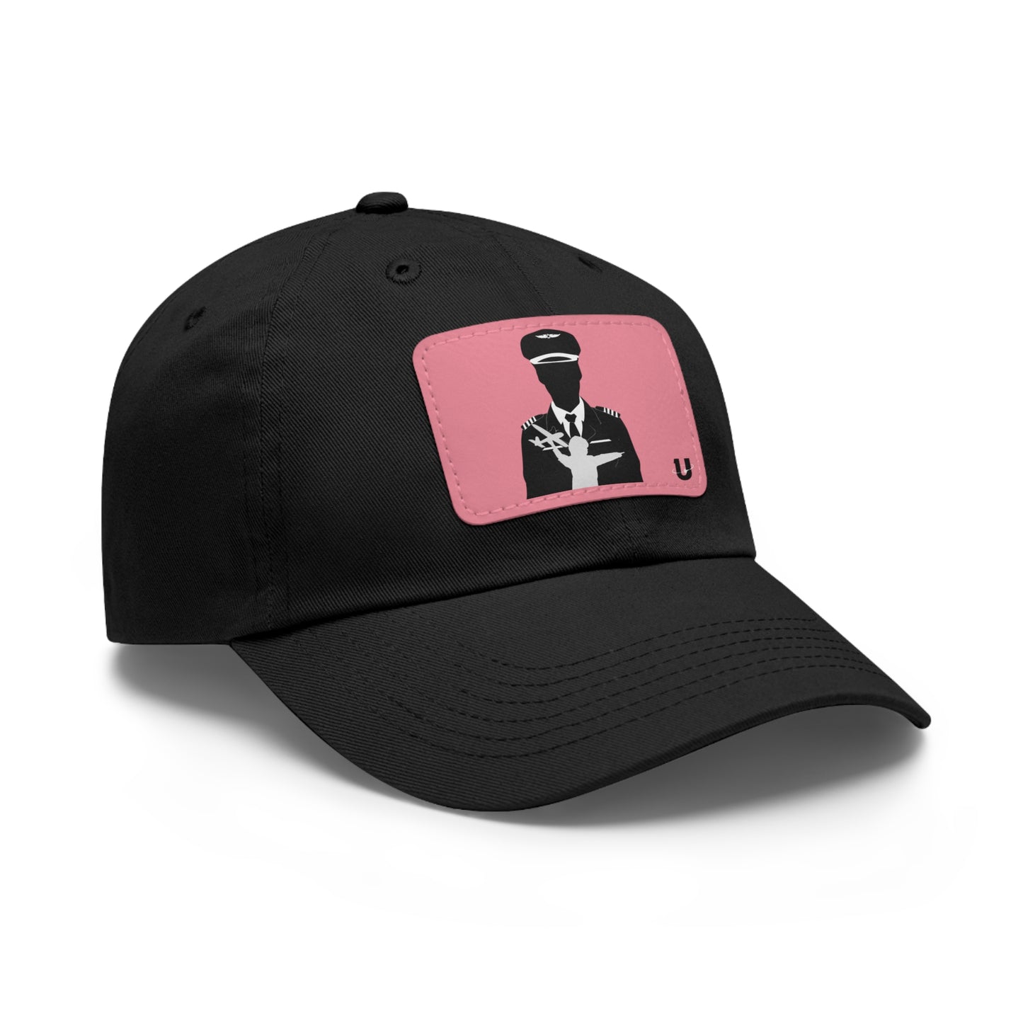 Aviation Aspirations dad hat black with pink leather patch