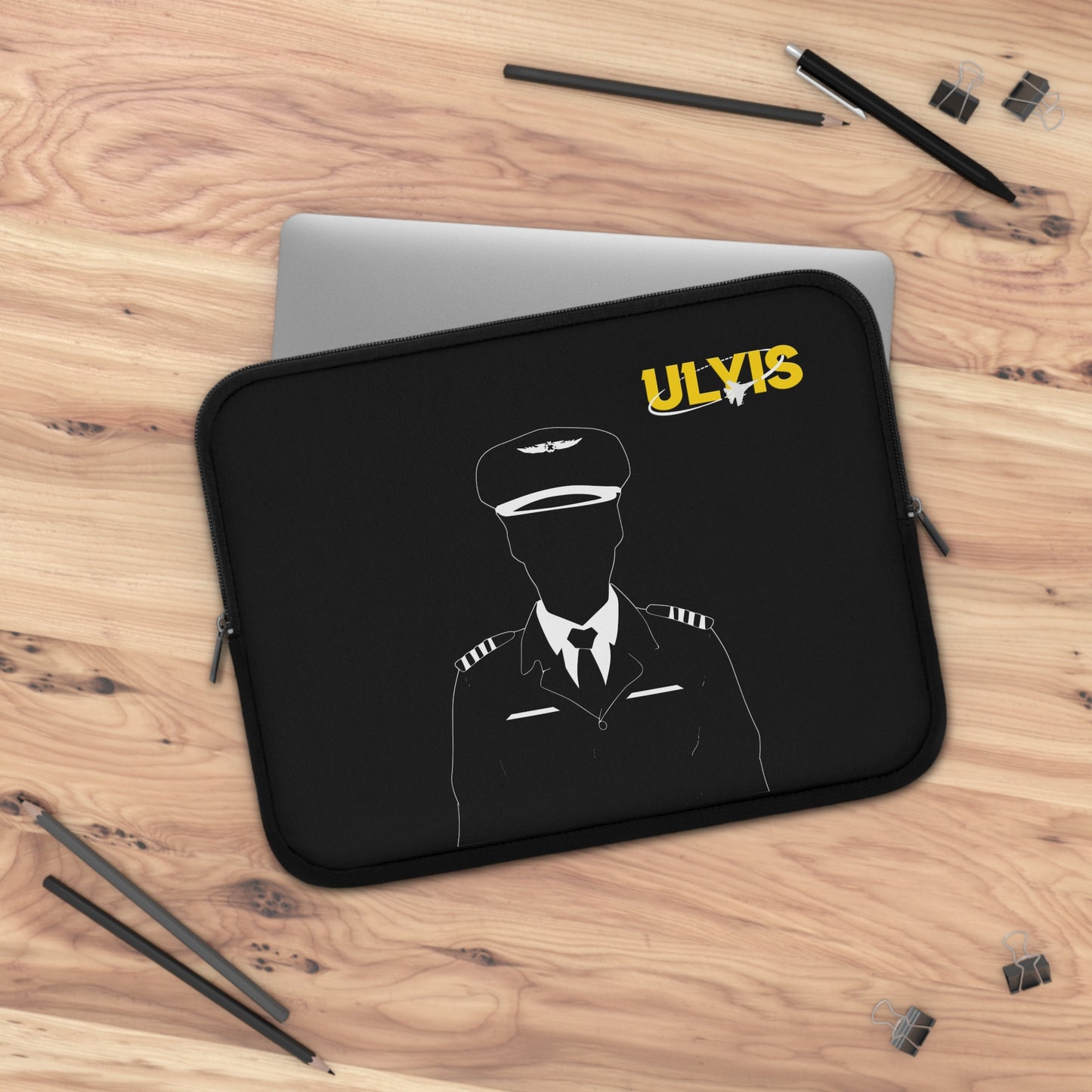 13" Aviation Aspirations black Laptop Sleeve with laptop inside